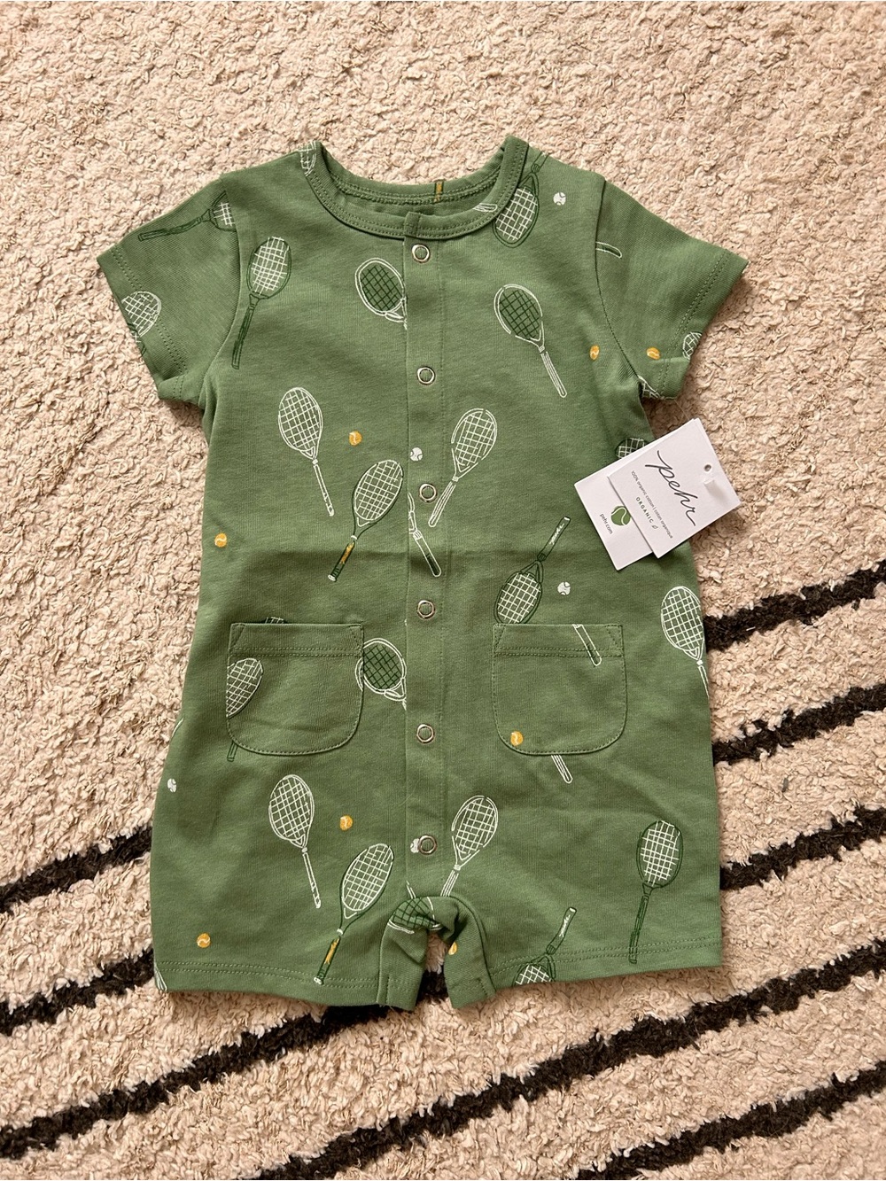 Tea Collection Green Tennis Racket Toddler One-Piece Romper